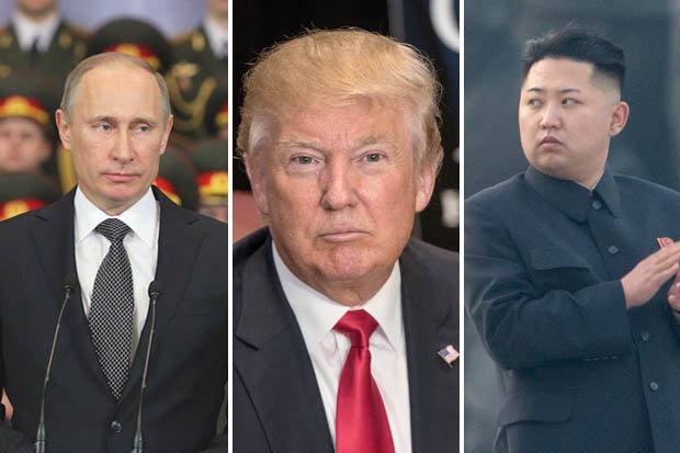 "Giải mã" vai trò của Nga trong cuộc khủng hoảng hạt nhân Triều Tiên - 1
Từ trái qua phải: Tổng thống Nga Vladimir Putin, Tổng thống Mỹ Donald Trump, nhà lãnh đạo Triều Tiên Kim Jong-un (Ảnh: Getty)