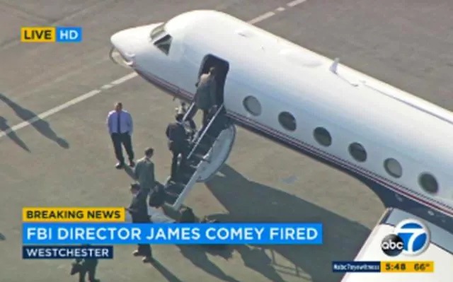 Truyền thông Mỹ dùng trực thăng “bám đuổi” giám đốc FBI bị sa thải - 2
Ông Comey lên một máy bay tư nhân để trở về Washington nhận quyết định sa thải. (Ảnh: Telegraph)