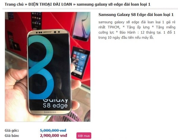 Sản phẩm với tên gọi Galaxy S8 edge, có thiết kế giống Galaxy S8, nhưng được rao bán chỉ 2,9 triệu đồng