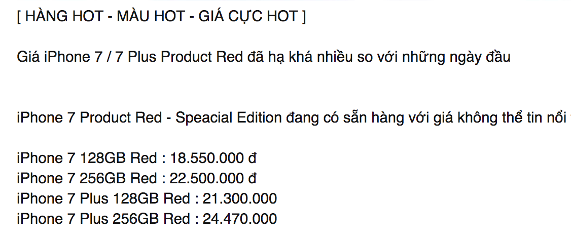 Giá iPhone 7 màu đỏ xách tay giảm sâu dưới 18,5 triệu đồng - 1
