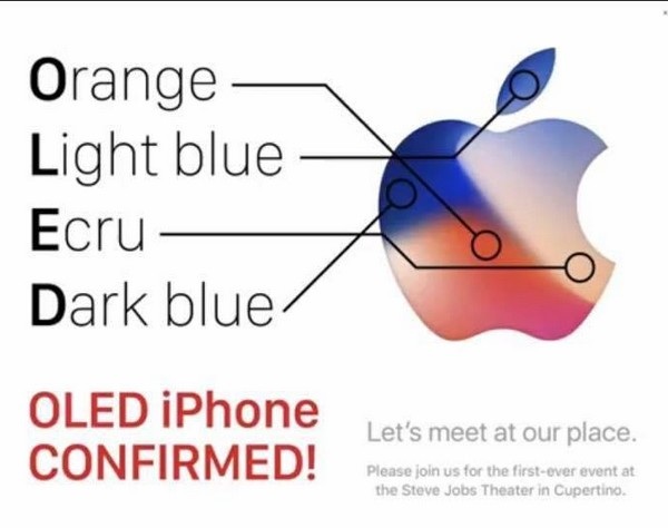Apple "cài" thông điệp bí ẩn gì trong thư mời ra mắt iPhone 8? - 1 4 màu sắc trên logo của Apple ở thư mời ám chỉ đến việc iPhone mới sẽ sử dụng màn hình công nghệ OLED?