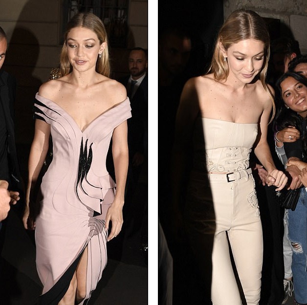 Dàn chân dài quyến rũ dự tiệc - 6
Bella và Gigi trình diễn cho Versace trước đó ít giờ