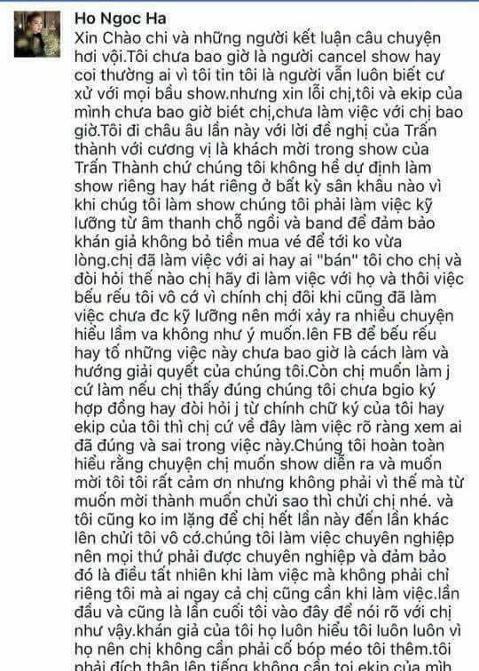 Bị tố hủy show ở nước ngoài, Hồ Ngọc Hà cùng ê-kíp lên tiếng - 2 Hà Hồ đáp trả dưới phần livestream của bầu show tố mình