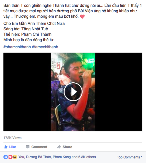 170.000 lượt xem clip được ví "tuyệt đỉnh" ca hát đường phố - 1 Clip ca hát của chàng trai thu hút hơn 170.000 lượt xem chỉ sau 13giờ đăng tải.