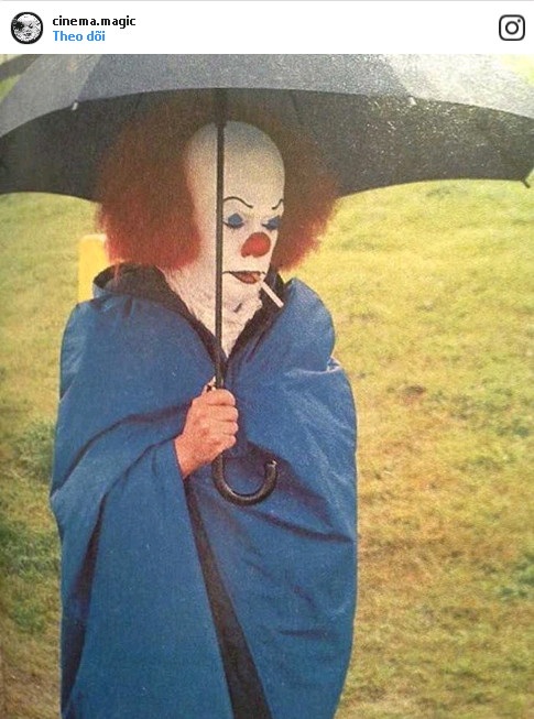 Khoảnh khắc hài hước của chú hề ma quái IT được ghi lại ở hậu trường.