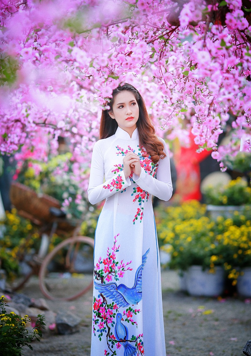 Dàn hoa khôi lộng lẫy trong trang phục áo dài đón Xuân - 3 Dàn hoa khôi lộng lẫy trong trang phục áo dài đón Xuân - 3