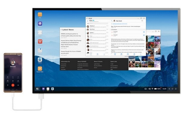 Huawei trình làng bộ đôi smartphone tích hợp trí tuệ nhân tạo - 3 Tính năng Easy Projection cho phép biến smartphone thành máy tính cá nhân khi kết nối với màn hình bên ngoài