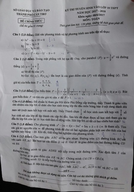 Cần Thơ: Nhiều thí sinh khen đề Toán hay - 2 Nhiều thí sinh khen đề thi môn toán năm nay khá hay, không đánh đố