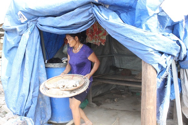 Sống giữa Thủ đô, 48 tuổi 14 lần sinh nở... tại nhà - 1 
Người phụ nữ 48 tuổi có vẻ ngoài như 60 bởi đã trải qua 14 lần sinh nở và phải gánh vác một cuộc sống quá khốn khó.