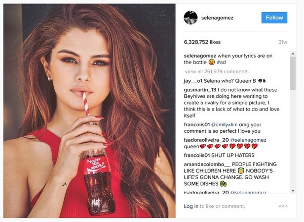 Bức ảnh lập kỷ lục về lượng “Like” nhiều nhất trên Instagram - 2 Bức ảnh của Selena Gomez từng nắm giữ danh hiệu bức ảnh được “Like” nhiều nhất trên Instagram trước khi bị Beyoncé “vượt mặt”