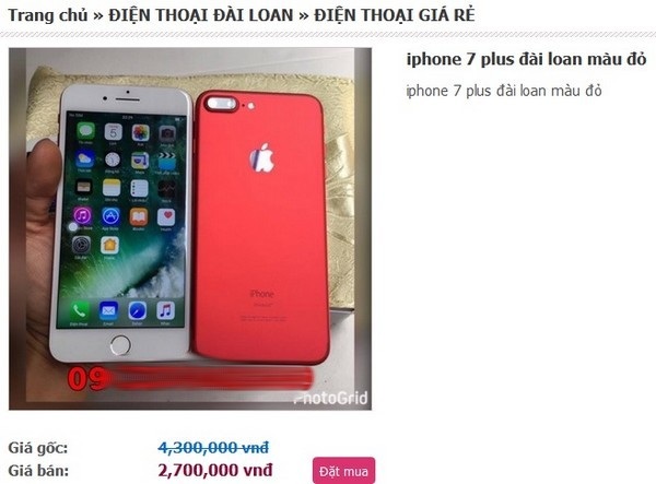 iPhone 7 Plus phiên bản đỏ, giảm giá từ 4,3 triệu xuống còn 2,7 triệu đồng