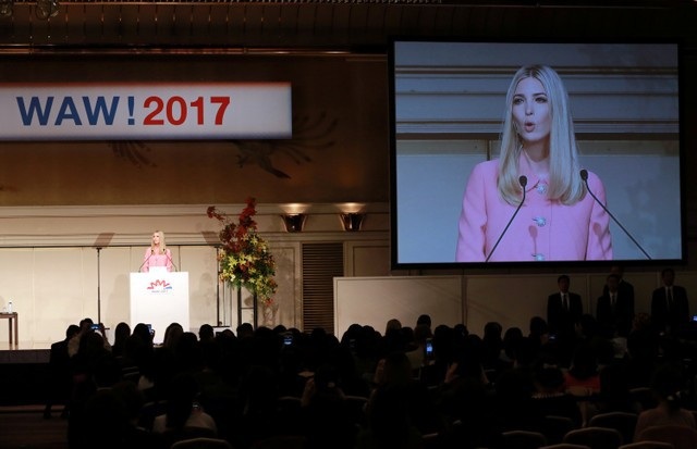 Đệ nhất ái nữ Mỹ ăn tối cùng Thủ tướng Nhật Bản - 7
Ivanka phát biểu tại WAW! 2017 (Ảnh: Reuters)