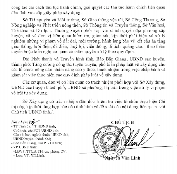 Bắc Giang: Doanh nghiệp ngang nhiên sai phạm, bất chấp chỉ đạo của Chủ tịch tỉnh? - 2
Chủ tịch UBND tỉnh Bắc Giang chỉ đạo xử lý nghiêm hành vi vi phạm trật tự xây dưng trên toàn tỉnh.