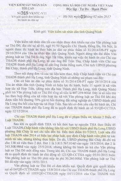 Quảng Ninh: VKSND Tối cao xác định sai phạm trong vụ thi hành án kiểu “sống chết mặc bay” - 1 Quảng Ninh: VKSND Tối cao xác định sai phạm trong vụ thi hành án kiểu “sống chết mặc bay” - 1