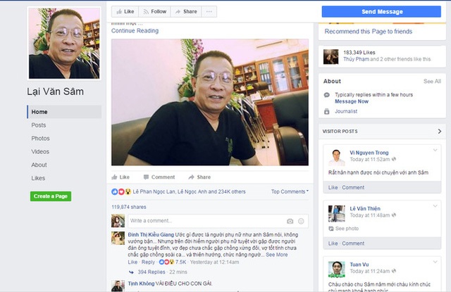 Giả mạo Facebook của Nhà báo Lại Văn Sâm