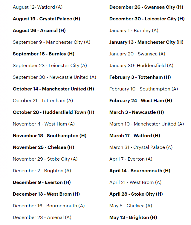 Lịch thi đấu Premier League 2017/18: MU dễ thở, Chelsea gặp khó - 7