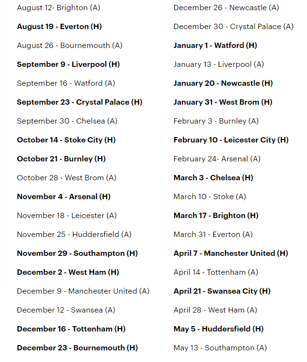 Lịch thi đấu Premier League 2017/18: MU dễ thở, Chelsea gặp khó - 5