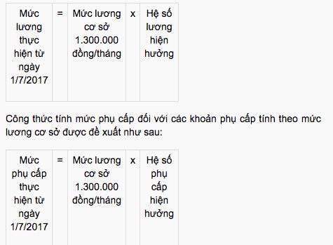 Cách tính lương, phụ cấp của cán bộ, công chức từ 1/7/2017 - 2 Cách tính lương, phụ cấp của cán bộ, công chức từ 1/7/2017 - 2