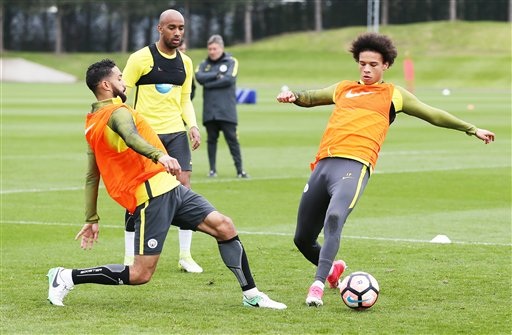 
Các cầu thủ Man CIty tập luyện chuẩn bị cho trận bán kết FA Cup
