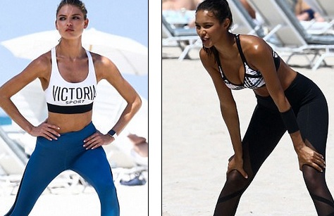 
Martha Hunt và Lais Ribeiro bận rộn với buổi chụp hình quảng cáo mới cho Victorias Secret tại bãi biển Miami ngày 26/4 vừa qua
