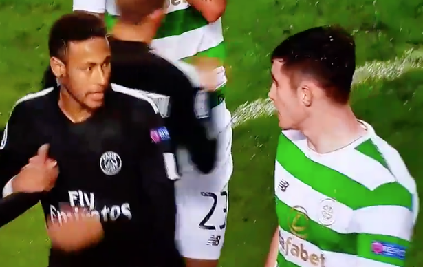 Neymar có hiềm khích với Anthony Ralston ở trận đấu giữa PSG và Celtic