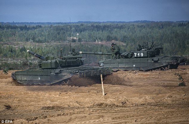 Tập trận Zapad -2017 bao gồm 2 phần, trong đó phần 1 với nội dung diễn tập phòng thủ đã kết thúc ngày 16/9. (Ảnh: EPA)