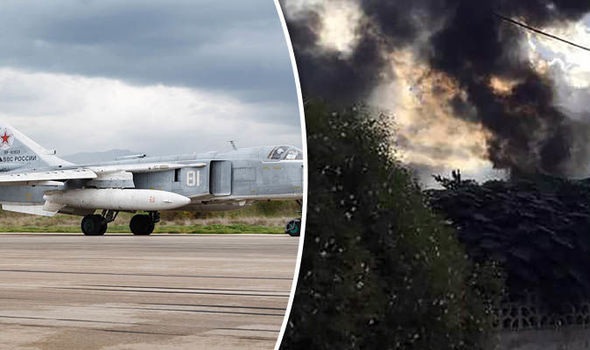Hiện trường vụ rơi Su-24 của Nga khiến phi công tử nạn - 1
Hiện trường vụ tai nạn của máy bay Su-24 (Ảnh: Getty)