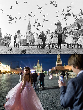 Vẻ đẹp từ quá khứ tới hiện tại của “trái tim” nước Nga - 2 Quảng trường Đỏ ở Moscow năm 1961 (trên) và 2017.