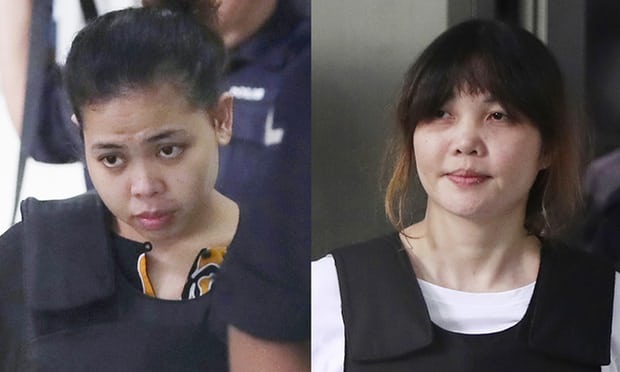 Người nghi là Kim Jong-nam có thể bị đầu độc từ trước - 2
Nghi phạm Đoàn Thị Hương (phải) và nghi phạm Indonesia Siti Aishah (Ảnh: Getty)