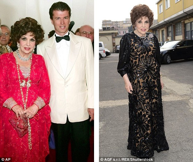 Biểu tượng của màn bạc Ý - minh tinh kỳ cựu Gina Lollobrigida - đã vừa bị xử thua kiện tại tòa, khi bà cho rằng mình đã bị lừa gạt, suýt bước vào cuộc hôn nhân với hôn phu kém 34 tuổi. Ảnh trái là cặp đôi thuở mặn nồng năm 2004; ảnh phải là bà Gina năm 2015.
