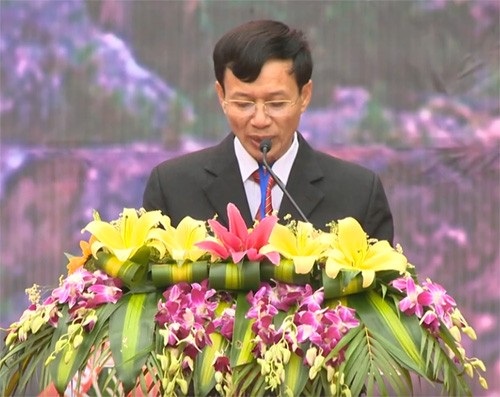 Lễ hội Núi Voi, hội chợ xuân An Lão 2017 - 3 Ông Trần Văn Tuấn, Phó Chủ tịch UBND huyện An Lão, Trưởng ban tổ chức phát biểu khai mạc lễ hội.