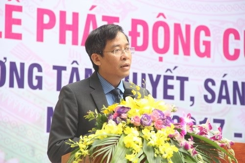 Ông Vũ Minh Đức - Chủ tịch Công đoàn Giáo dục Việt Nam phát biểu tại buổi lễ. (ảnh: BTC)
