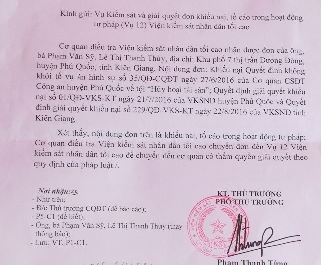 Doanh nghiệp “cướp” đường công cộng: Cơ quan điều tra VKSND Tối cao chuyển Vụ 12 xử lý! - 1 Văn bản của Cơ quan điều tra (Viện KSND tối cao) chuyển vụ việc đến Vụ 12 xử lý theo quy định.