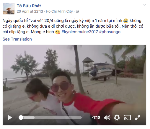 Cặp đôi Phở Đặc Biệt - Sun HT rộ tin đồn "rạn nứt" - 4 Cách đây không lâu Phở còn chia sẻ clip kỉ niệm 1 năm hai người quen nhau