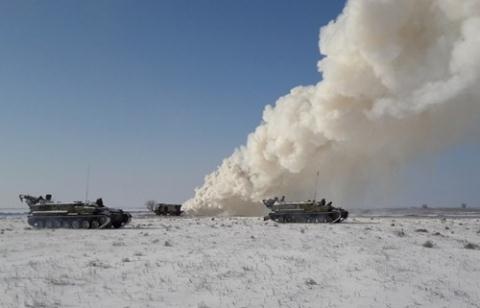 
Đơn vị phòng không Ukraina trong thời gian diễn tập bắn thử tên lửa.
