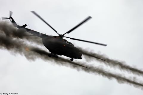 Trực thăng chống đạn Nga nã đạn sau cú thoát hiểm - 1 Trực thăng tấn công Mi-8AMTSh.