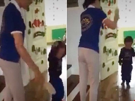 Vụ bạo hành tại Trường Sen Vàng. (Ảnh cắt từ clip)