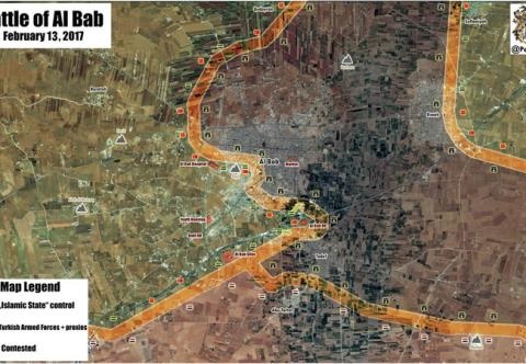 Syria, Thổ tận lực tấn công, Nga "tọa sơn quan hổ đấu" - 1 Bản đồ chiến sự tại Al-Bab