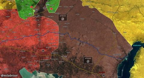 Syria tấn công, phá phương án 2 của Thổ Nhĩ Kỳ - 1 Chiến tuyến của quân đội Syria cách làng Al-Khafsah, phía bên kia là khu vực do lực lượng dân quân người Kurd kiểm soát.