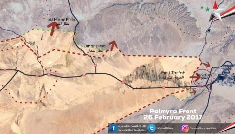 Mosul lâm thế khó, quân đội Syria-Thổ đụng độ tại Al-Bab - 3 Các mũi tiến công của quân đội Syria trong ngày 26/2 trên chiến trường Palmyra