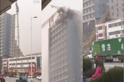 Cần cẩu xây dựng đổ vào tòa nhà cao tầng - 1 Hình ảnh cần cẩu đổ vào tòa nhà