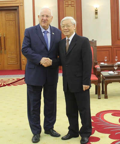 Tổng thống Israel bày tỏ sự ngưỡng mộ Chủ tịch Hồ Chí Minh - 1
Tổng Bí thư Nguyễn Phú Trọng và Tổng thống Israel Reuven Rivlin