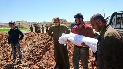 Mỹ có thể tạo cuộc chiến Iraq phiên bản 2 tại Syria? - 1 Chôn cất nhạn nhân bị thệt mang trong sự kiện Idlib