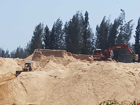Ai cho xóa rừng phòng hộ để… kịp thi hoa hậu? - 1 Nhiều phương tiện ồ ạt san ủi rừng phòng hộ ven biển tại xã An Phú, TP Tuy Hòa để làm sân golf. Ảnh: TẤN LỘC
