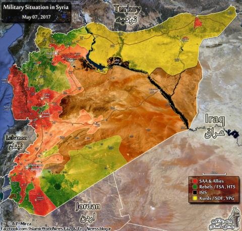 Phiến quân khốn đốn tại Hama, đầu hàng Damacus - 1 Bản đồ Syria ngày 7/5