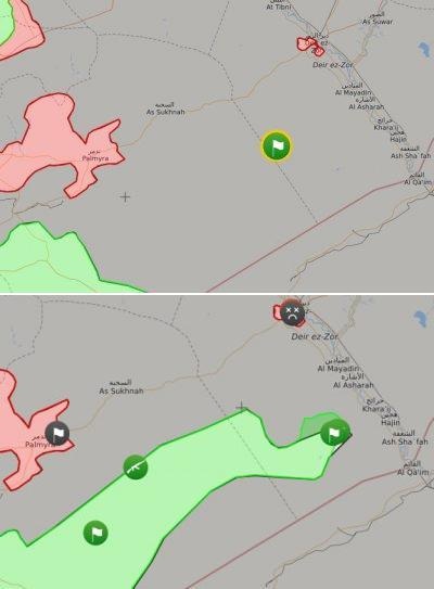 Syria thất trận Deir Ezzor, cứu viện Palmyra cách quá xa - 3 Từ khi Mỹ đổ quân vào miền Nam Syria, FSA đã có bước tiến rất nhanh so với SAA
