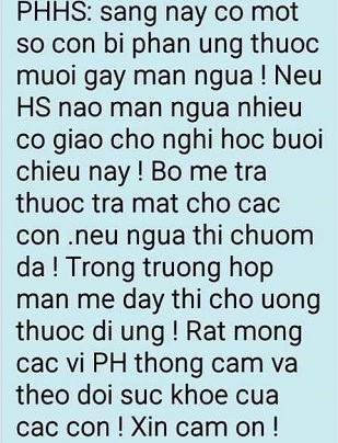 những triệu chứng chính của dị ứng thuốc diệt muỗi?
