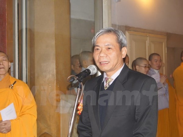 Nét Xuân trong lễ cầu an đầu năm của Cộng đồng người Việt ở Ấn Độ - 2 Đại sứ Tôn Sinh Thành phát biểu tại buổi lễ. (Ảnh: Huy Bình-Đăng Chính/Vietnam+)
