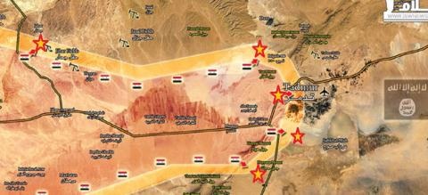 Không quân Nga trút lửa dọn đường phút cuối giải phóng Palmyra - 2 Hướng tiến quân của quân đội Syria.
