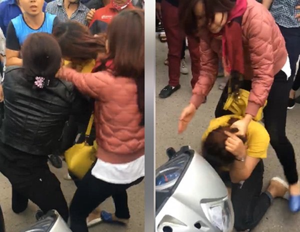 2 phụ nữ trèo lên nóc ô tô, đánh ghen ngay trên phố - 2 2 phụ nữ trèo lên nóc ô tô, đánh ghen ngay trên phố - 2